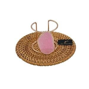 g by Gennaro Rose Gold Cuff Bracelet Pink Oval Stone